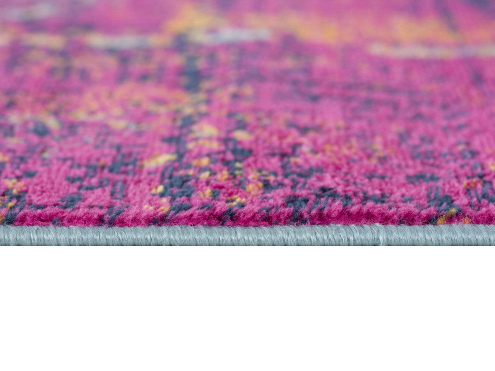 5'x7' Gray Ivory And Magenta Abstract Area Rug