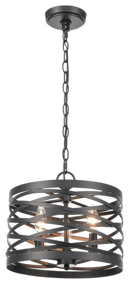 3 Light 13.5" Matte Black Pendant