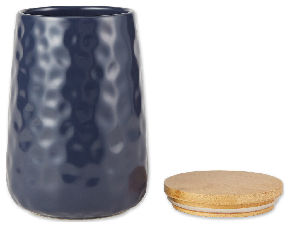 Indigo Blue Matte Dimple Texture Ceramic Canister (Set of 2)