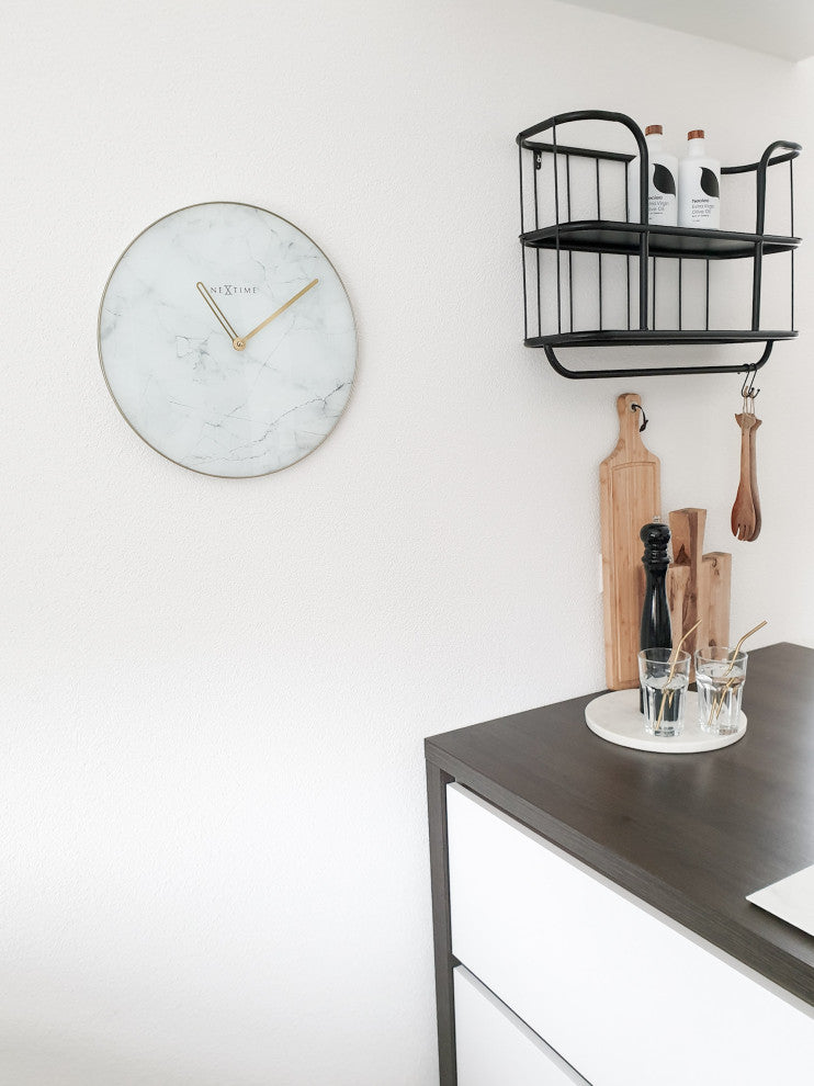 NeXtime Marble Wall Clock, White