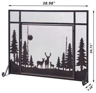 Single Panel Iron Fireplace Screen