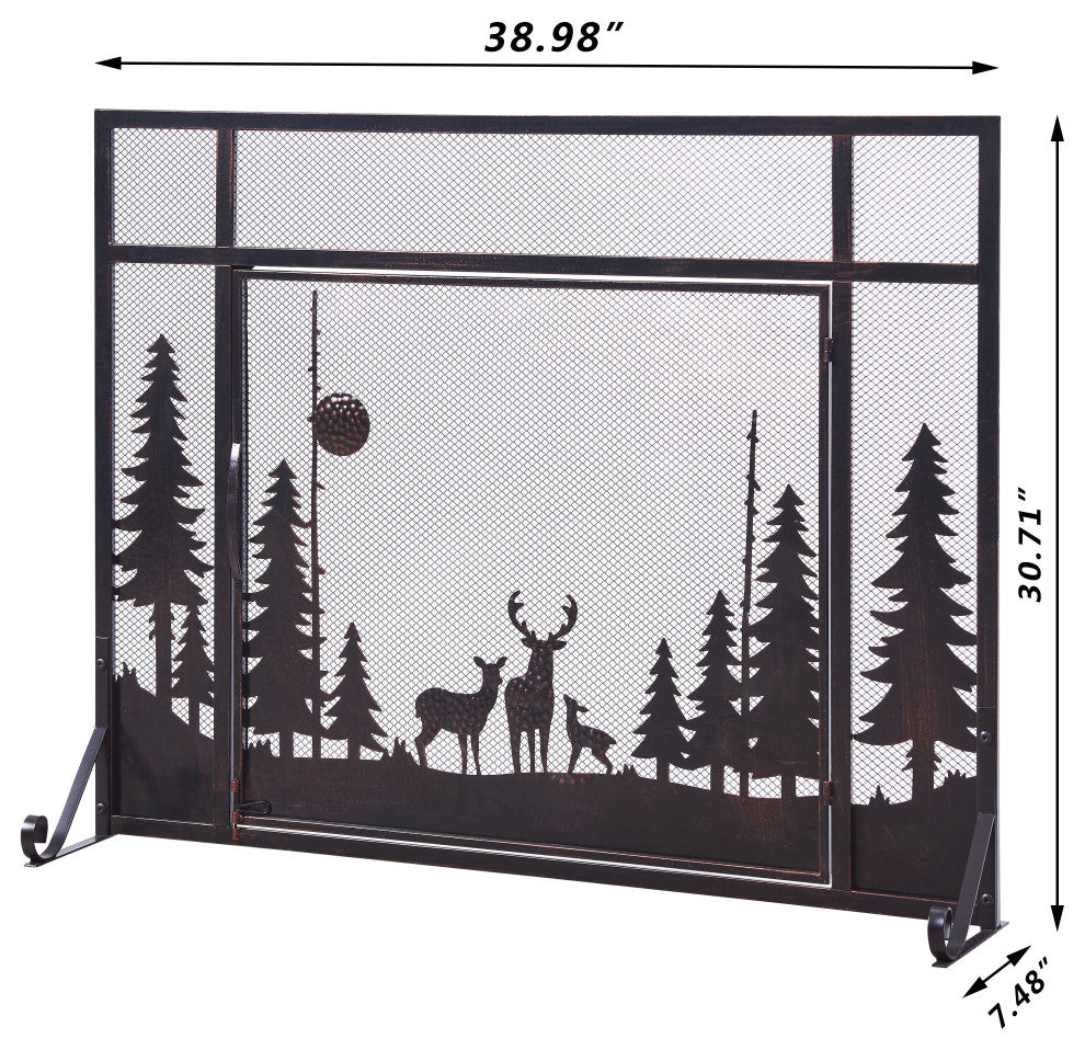 Single Panel Iron Fireplace Screen