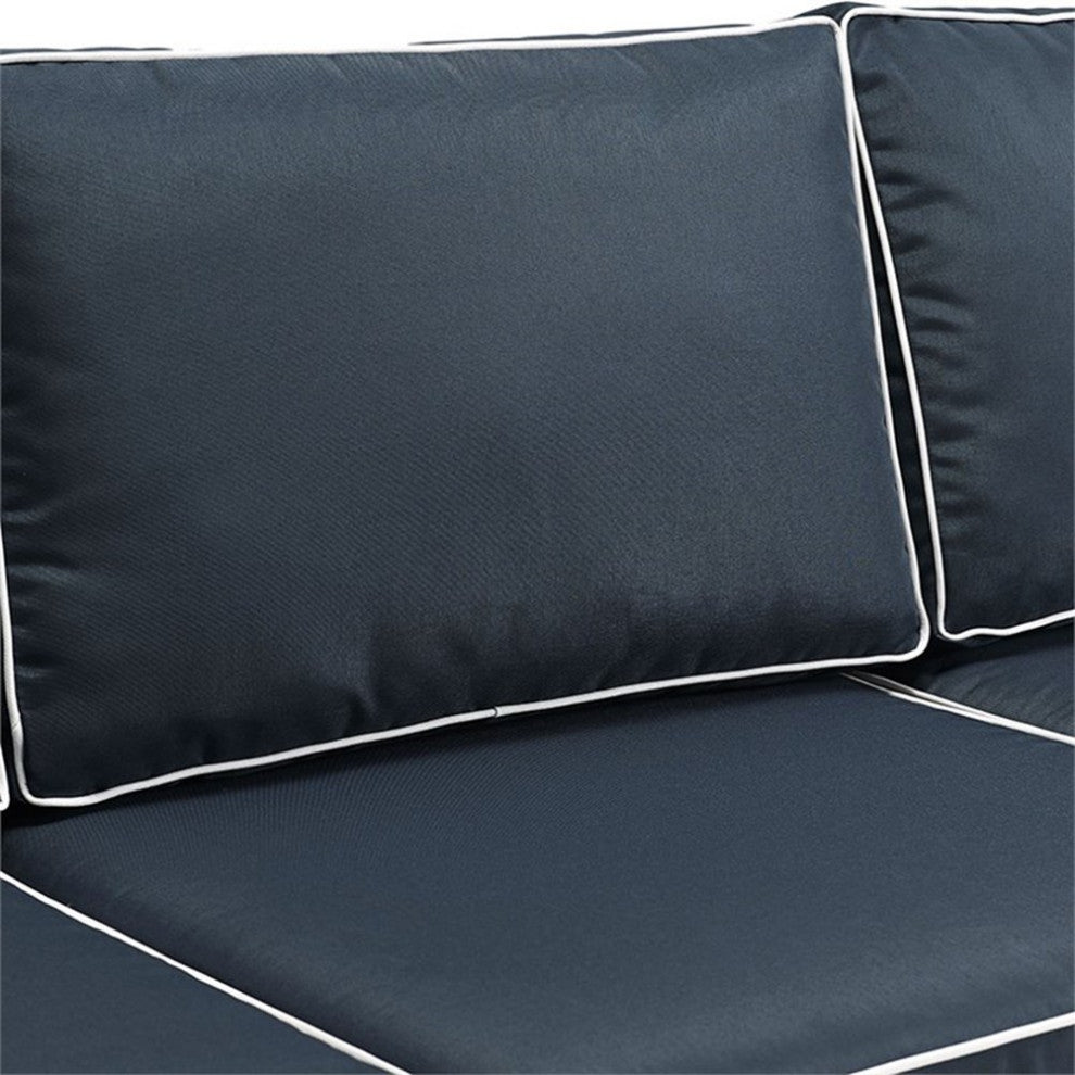 Crosley Furniture Bradenton Polyester Fabric Patio Sofa in Brown/Navy