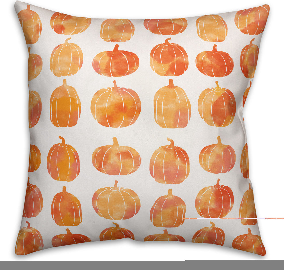 Watercolor Pumpkins 16"x16" Indoor / Outdoor Pillow