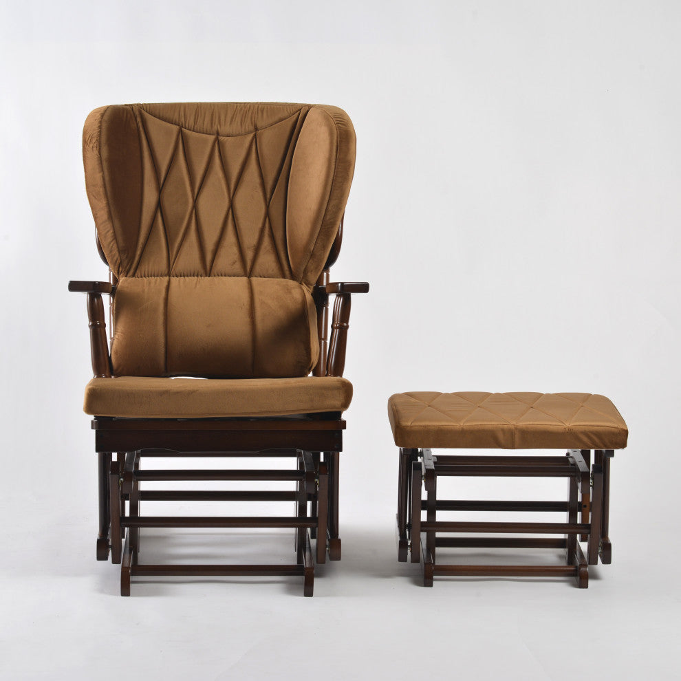 Comfort Deluxe Glider Chair and Ottoman Set, Brown