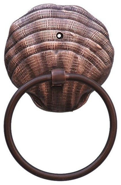 Antique Copper Seashell Towel Holder 9"
