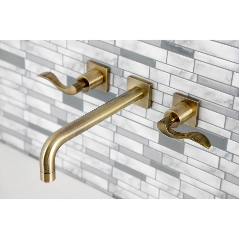 KS6023DFL Wall Mount Tub Faucet, Antique Brass
