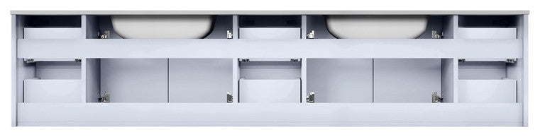 Geneva Transitional Glossy White 84" Double Vanity Set