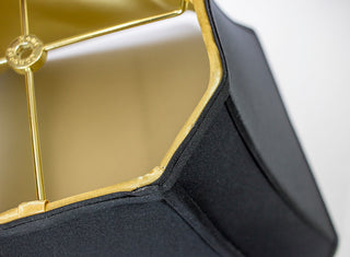 Square Cut Corner Shade Black Fabric/Gold Liner