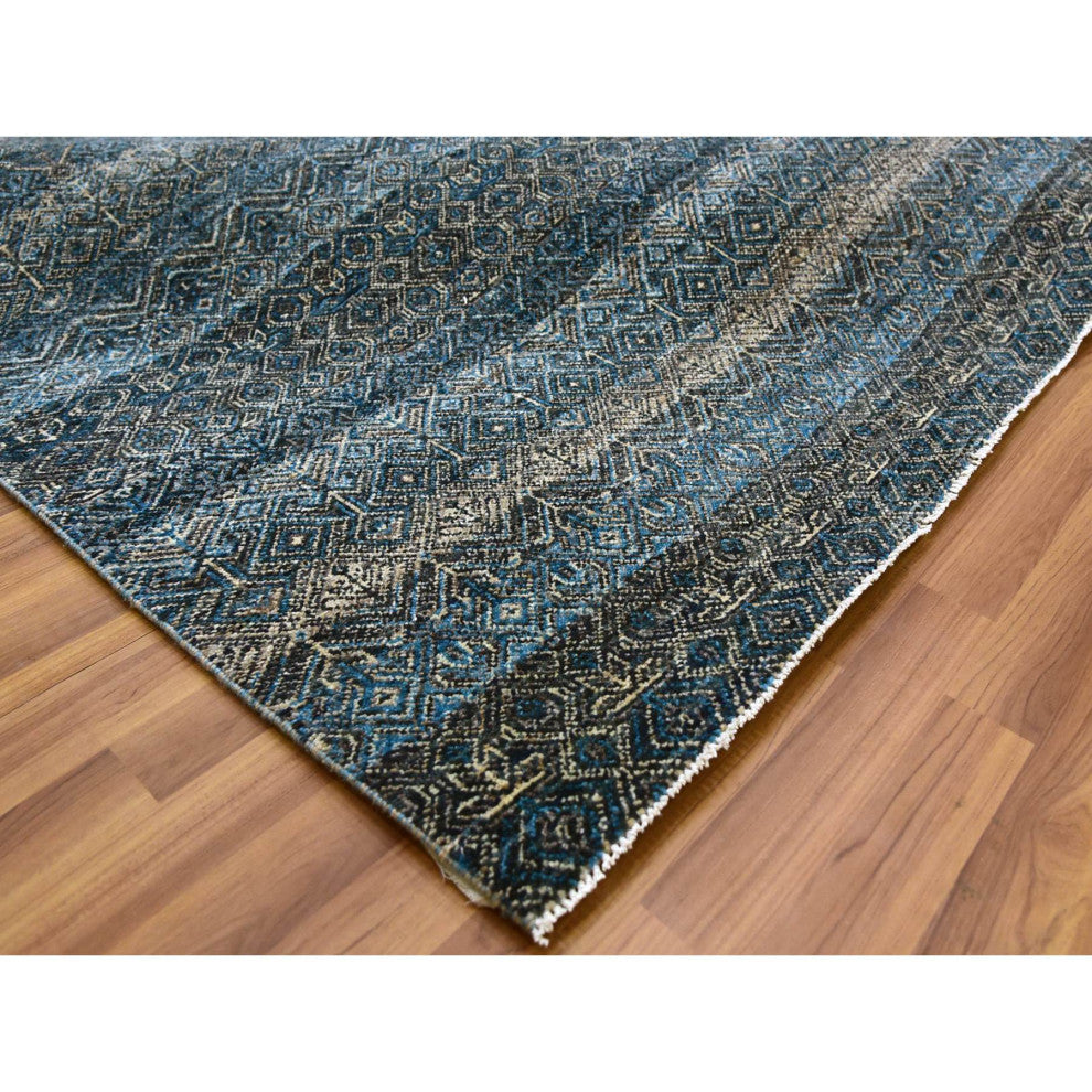 Yale Blue, Hand Knotted, Kohinoor Herat Design 100% Wool Rug, 8'x10'