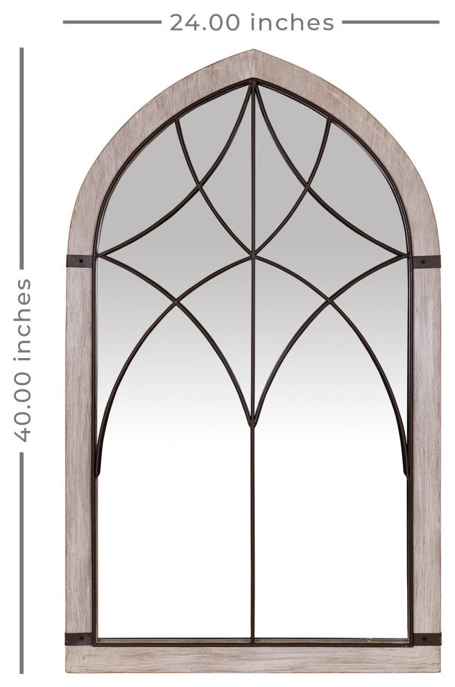 Vintage Wood and Iron Wall Mirror