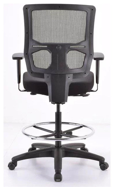 Multifunctional Office Drafting Chair, Adjustable Seat & Breathable Back, Black