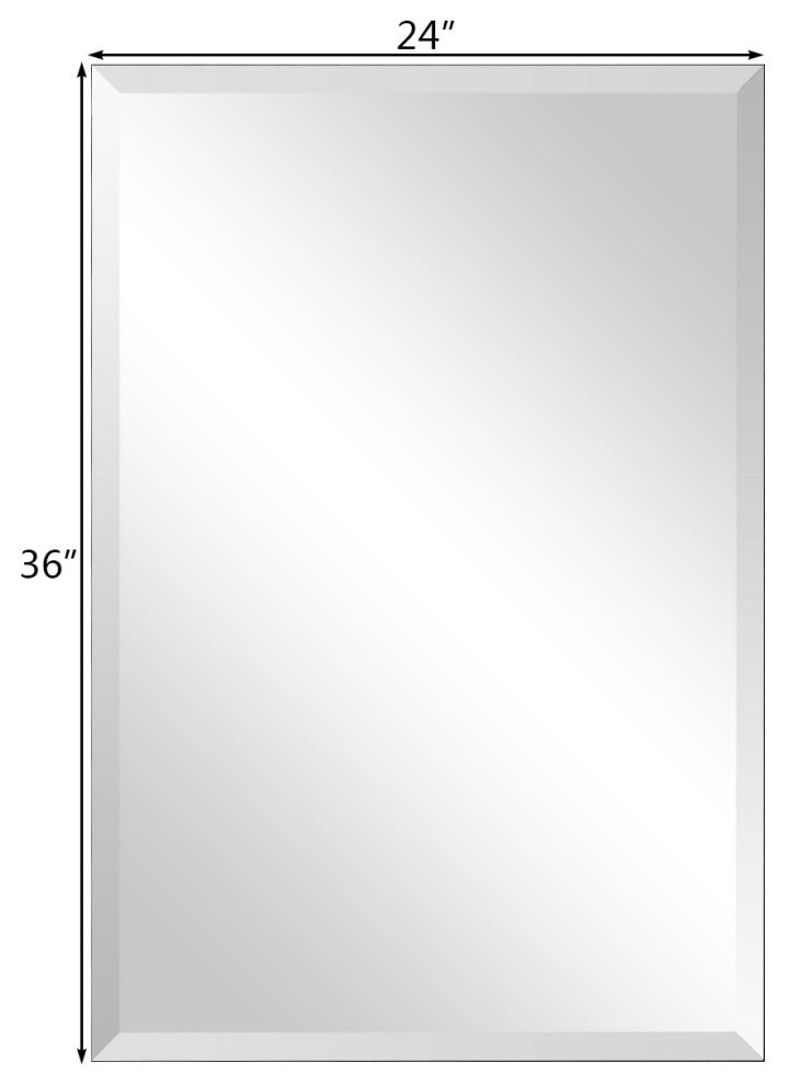 24''X36''Rectangle Mirror Wall Mounted Bathroom Beveled Silver Mirror Frameless