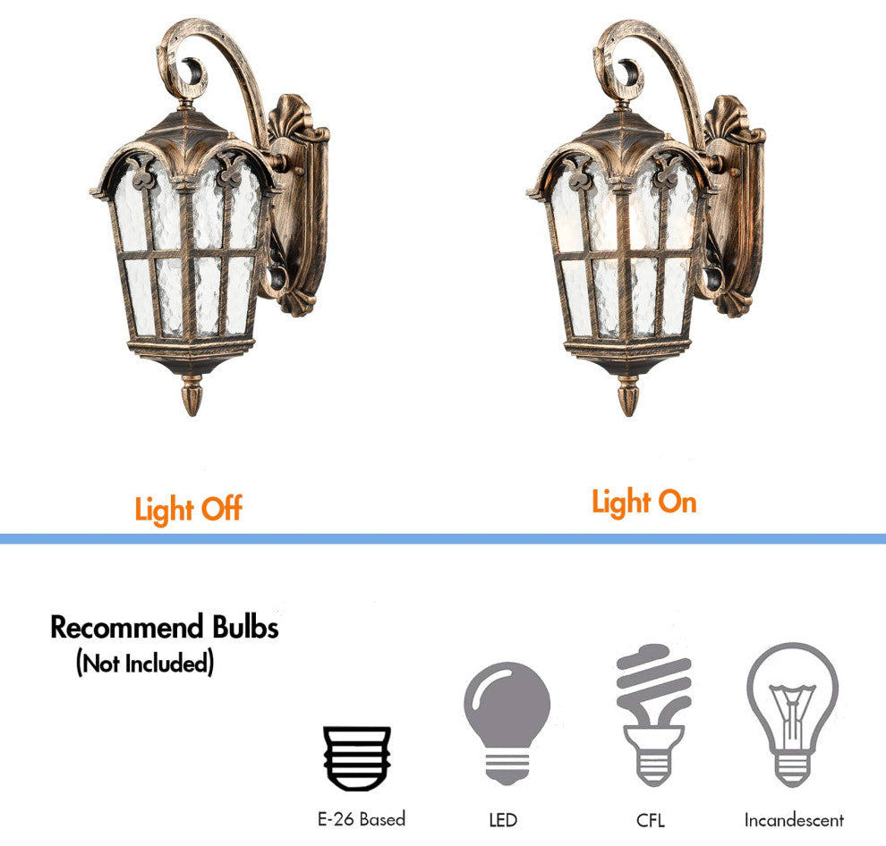 Outdoor Wall Light Waterproof Exterior Wall Lantern Brass With Rust