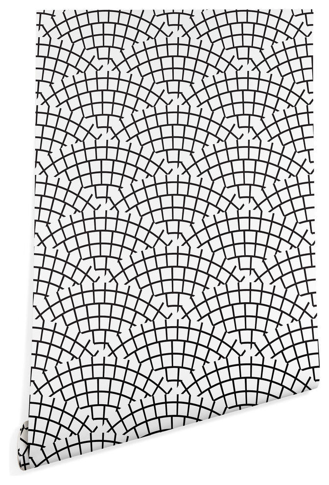 Deny Designs Holli Zollinger Mosaic Scallop Ligth Wallpaper, Black, 2'x10'
