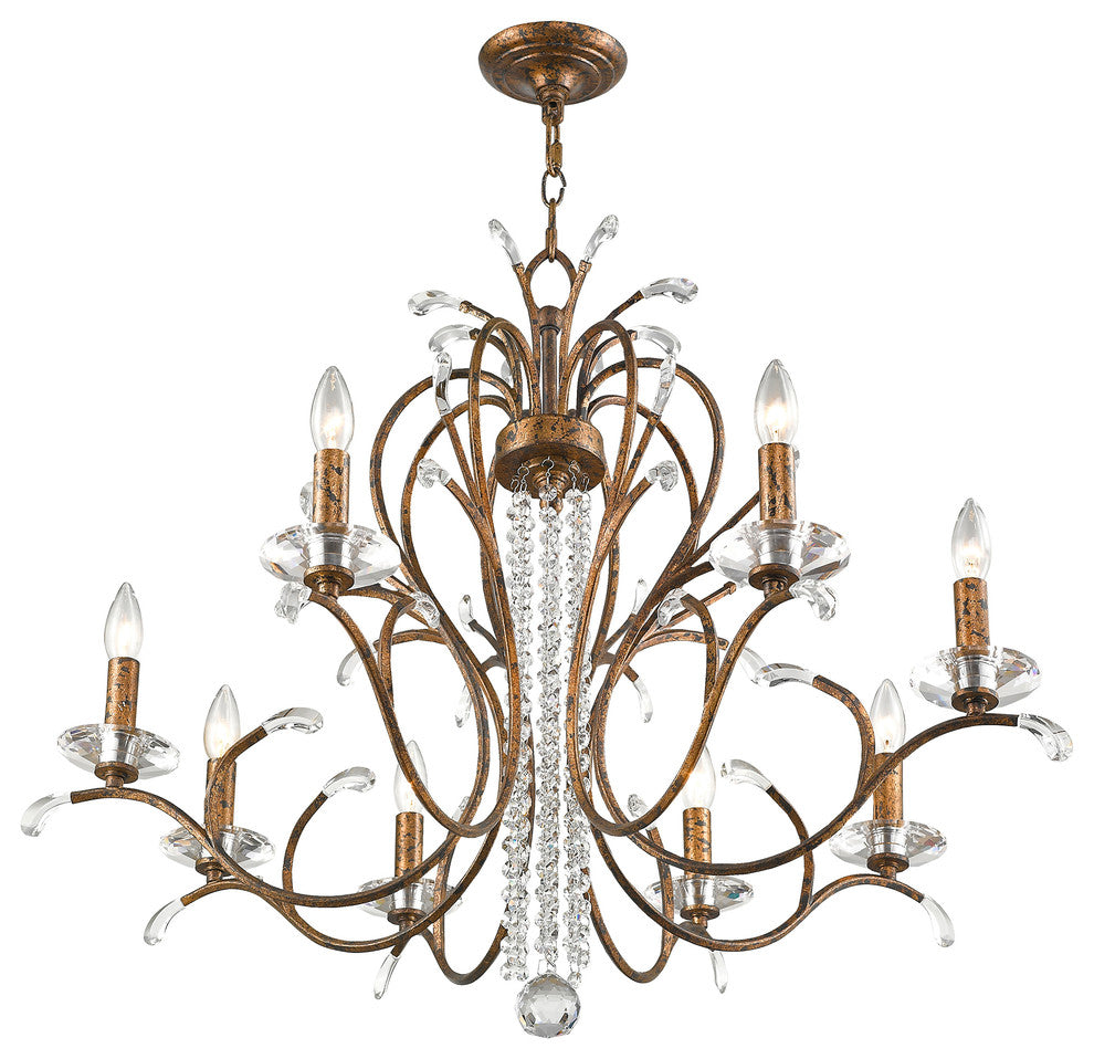 Serafina Chandelier, Hand-Applied Venetian Golden Bronze