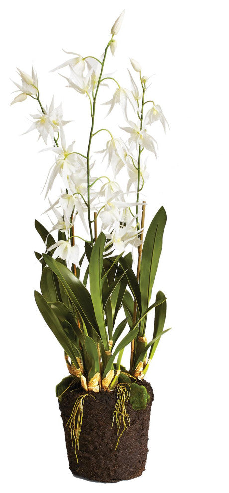 Luxe White Spider Orchid Faux Floral Artificial Plant 44 in Tall Drop In Flowers