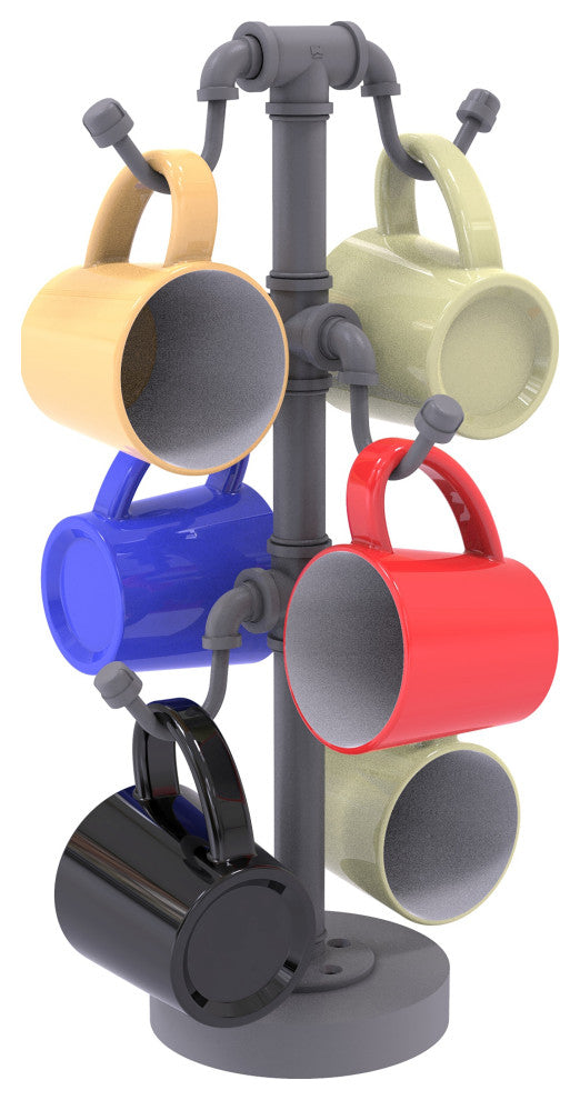 Pipeline Countertop 6 Coffee Mug Holder, Matte Gray