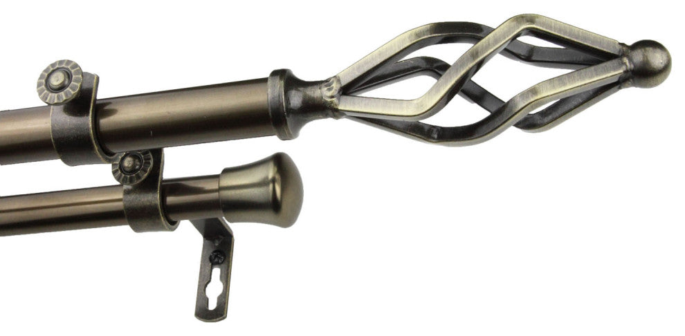 Vinci Double 13/16 inch dia. Curtain Rod, Antique Brass, 48"-84"