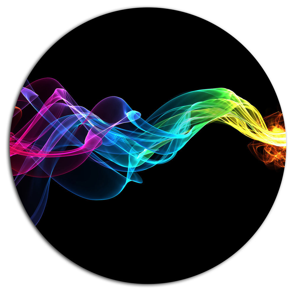 Abstract Ribbon Waves On Black, Abstract Round Wall Art, 11"