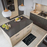 Black Wool-Effect Kitchen Mat With Chic Cutlery Print 32" x 20"