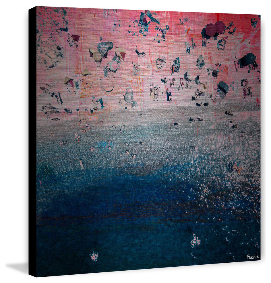 "Pink Sandy Beach" Painting Print on Brushed Aluminum, 40"x40"
