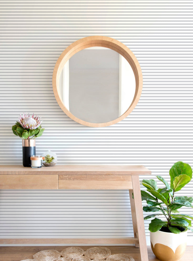 Thin Horizontal Stripes Peel and Stick Vinyl Wallpaper, 24"w X 60"h