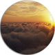 Yellow Sunrise Above Clouds, Large Disc Metal Wall Art Landscape, 23"