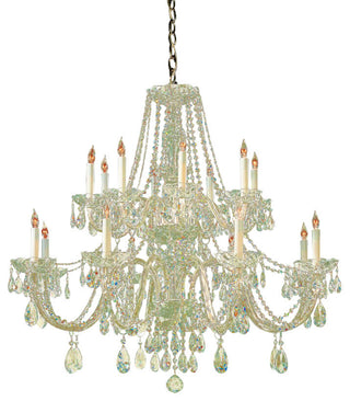 16-Light Chandelier, Polished Brass, Clear Hand-Cut Crystals