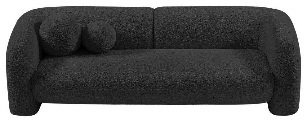 Emory Boucle Fabric Upholstered Upholstered Sofa, Black