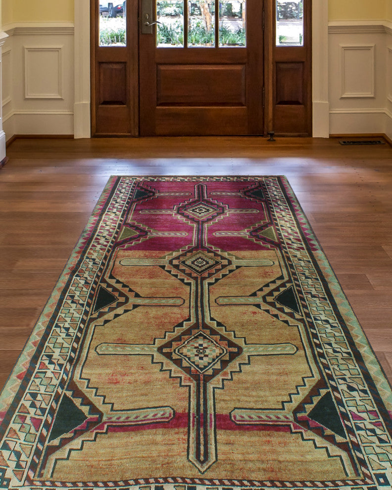 Fine Vintage Distressed Qahaar Red Runner