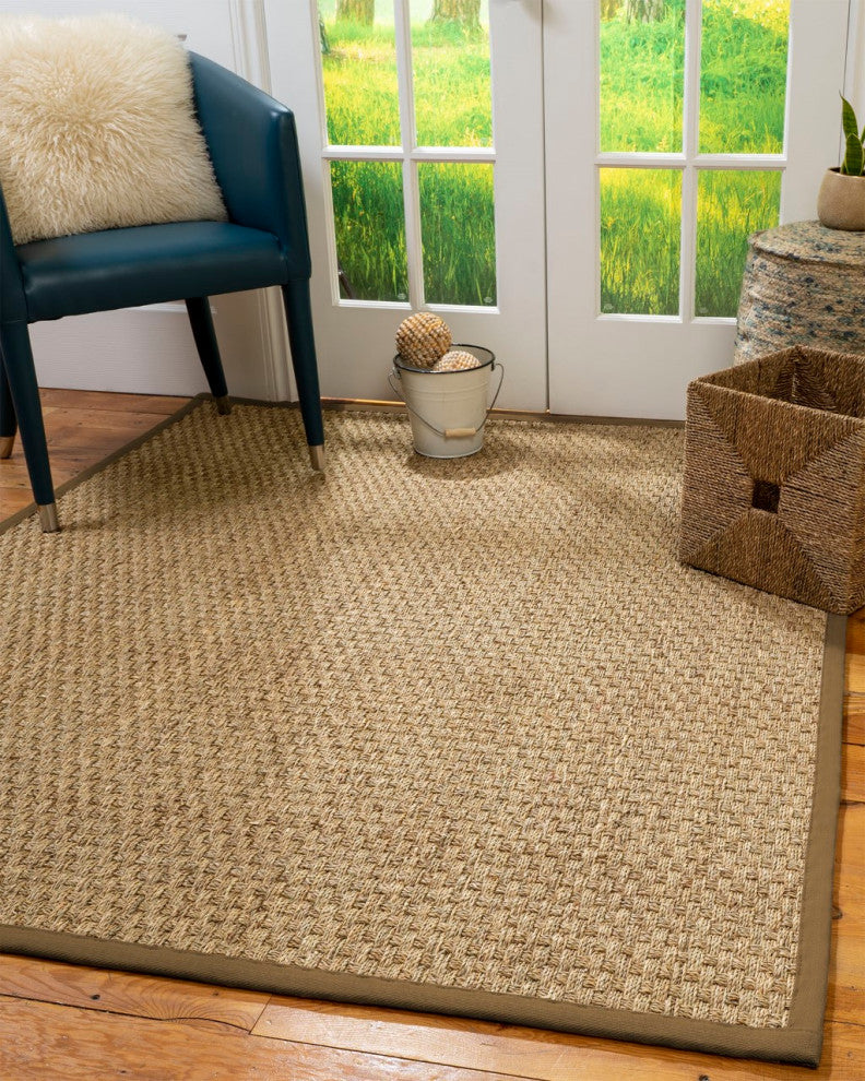 Natural Area Rugs Made in USA Basketweave Seagrass Rug, Squirrel, 8'' X 10''