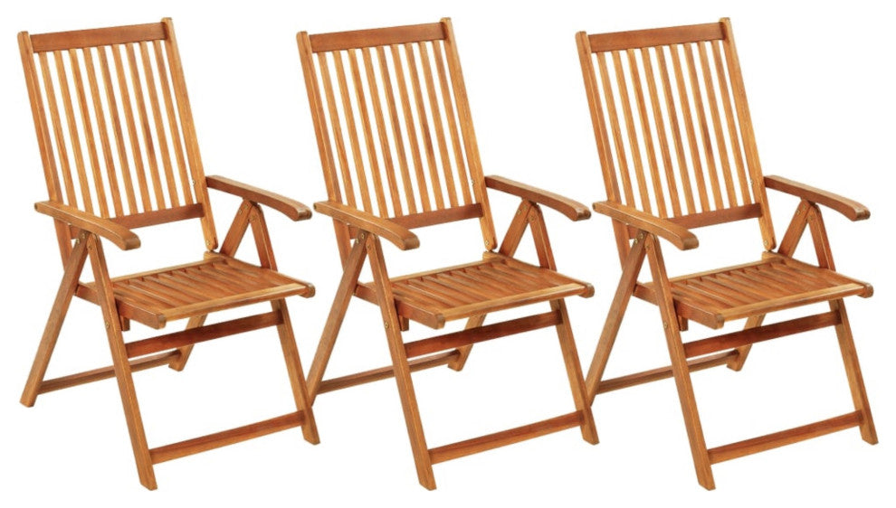 Vidaxl Folding Garden Chairs 3-Piece Set With Cushions Solid Acacia Wood