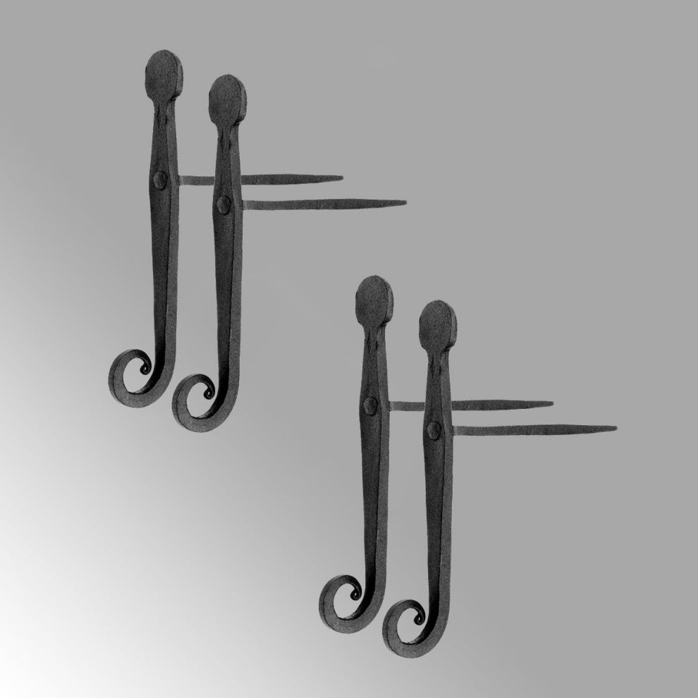 Black Shutter Dog Holders 7" L Wrought Iron Rat Tail Shaped Pack of 2