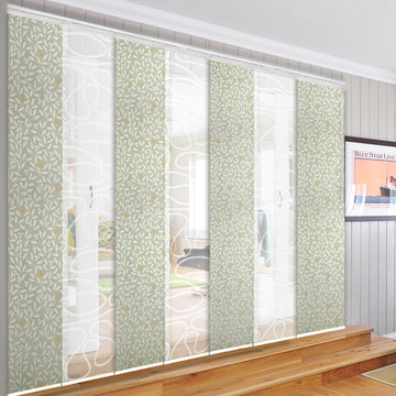 Calisto-Mrytle 7-Panel Track Extendable Vertical Blinds 110-153"x94", White Track