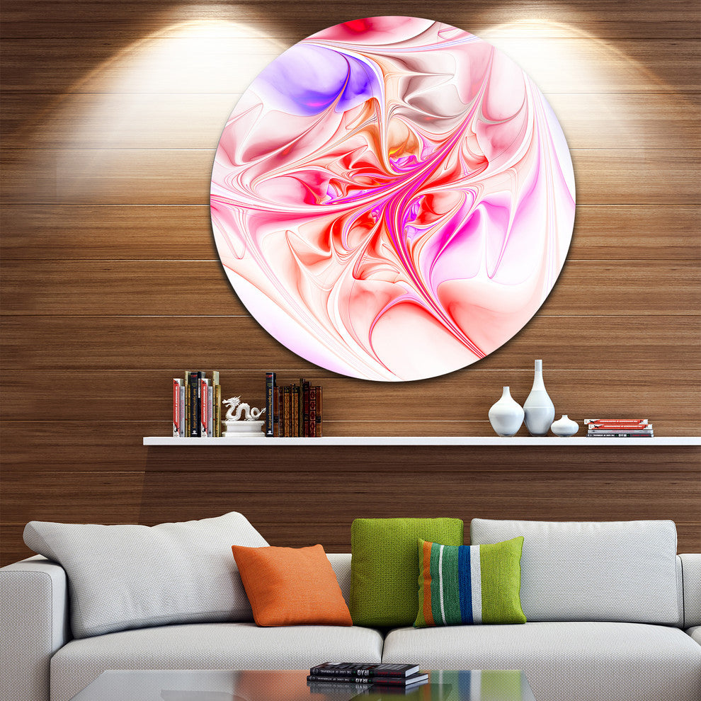 Unique Red Fractal Design Pattern, Abstract Disc Metal Wall Art, 36"