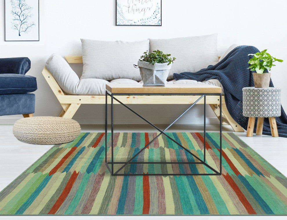 Winchester Kilim Talib Blue/Purple Rug, 5'2x6'4