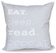 My Mantra, Word Print Outdoor Pillow, Gray, 20"x20"