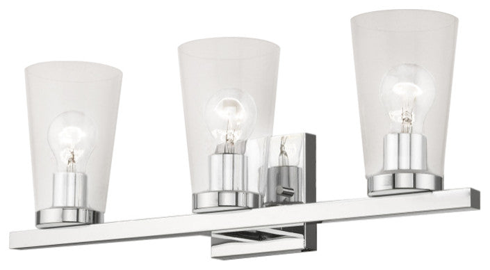 Cityview 3 Light Polished Chrome Vanity Sconce