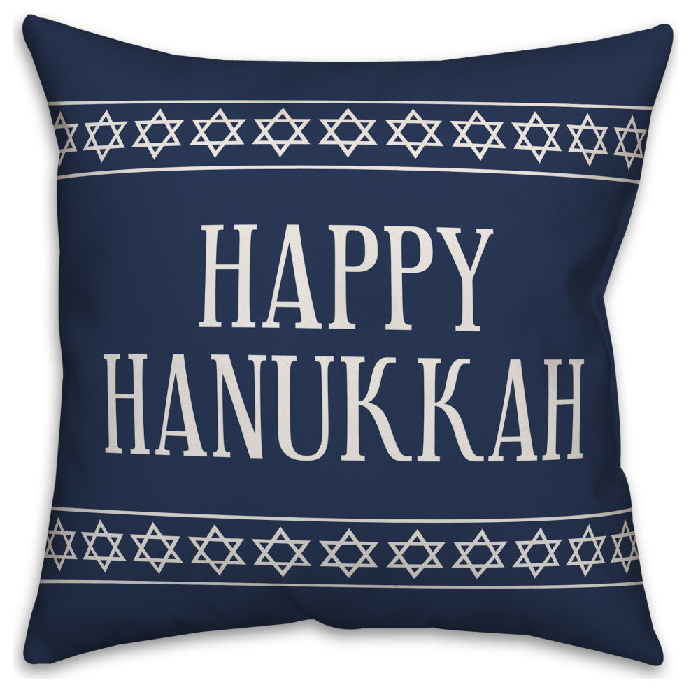 Happy Hanukkah Stars 16"x16" Throw Pillow