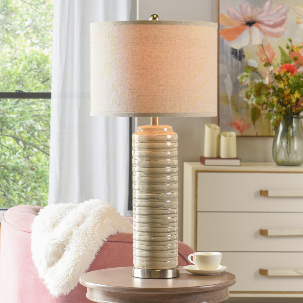 Anastasia Table Lamp Beige Body, Off White Finish