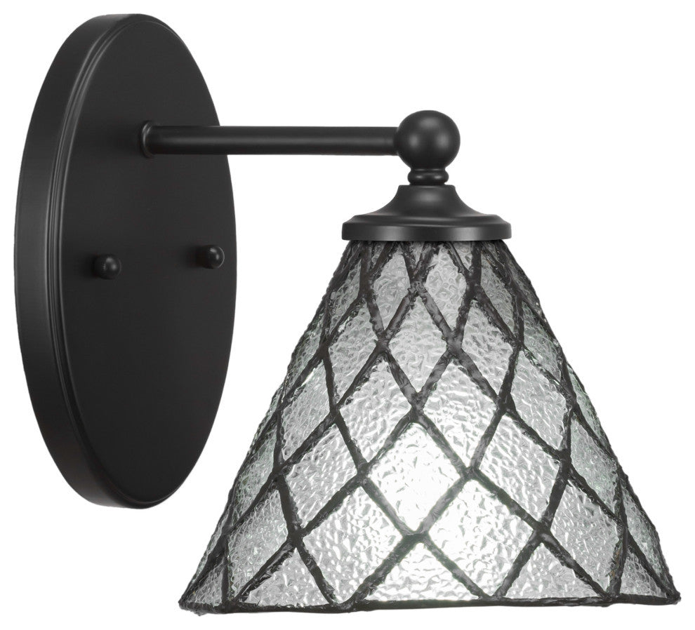 Capri 1-Light Wall Sconce, Matte Black/Diamond Ice Art
