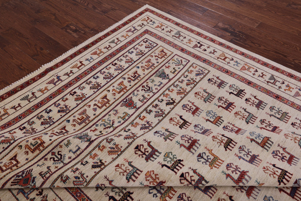 Tribal Persian Gabbeh Hand Knotted Wool Rug 8' 1" X 11' 4" Q11129
