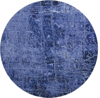Premium Machine Washable Mayfield AMF559 Navy 8' x 8' Round Rug