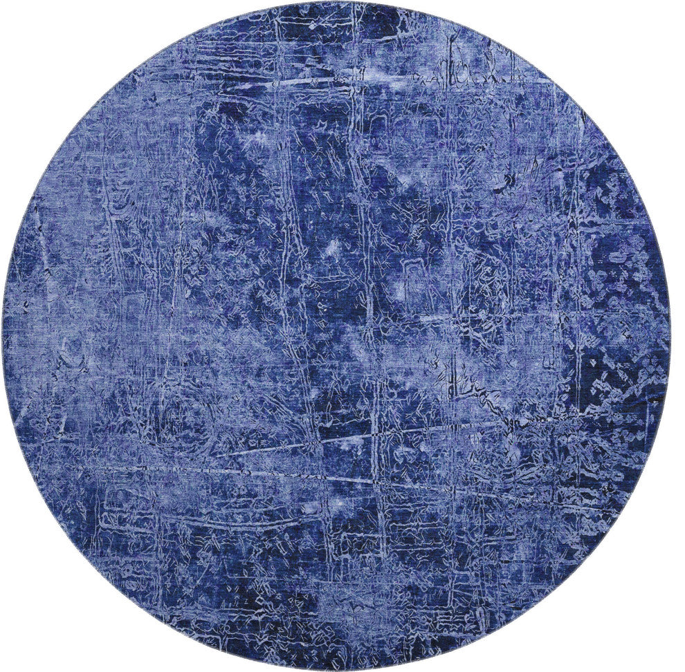 Premium Machine Washable Mayfield AMF559 Navy 8' x 8' Round Rug