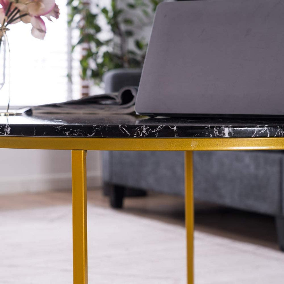 Modern Round  Coffee Table with Metal Frame Suitable for Home Office