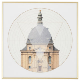 Geometric Architecture No.1 Print, Gold Frame, 24"x24"
