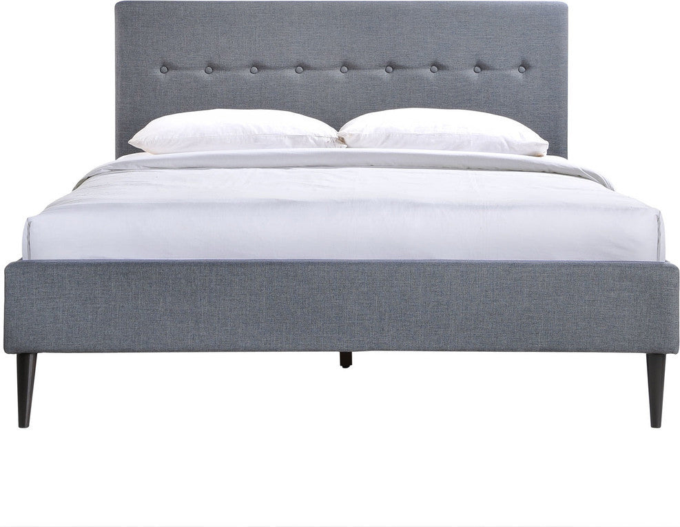 Modern Contemporary Bed Frame, Smoke Fabric, Full Size
