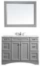 Naples 48" Vanity, Grey With Carrara White Marble Countertop With Mirror