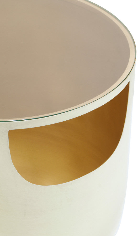 Doma End Table, Cream / Brushed Gold